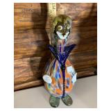 ART GLASS CLOWN FIGURINE, MULTICOLOR SPECKLED
