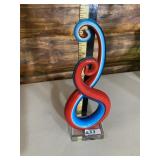 RED AND BLUE ART GLASS SCULPTURE, INFINITY TWIST