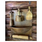 WOODEN KITCHEN TOOL WALL DISPLAY, INCLUDES