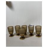 VTG FROSTED GLASS GOBLETS, BROWN TINT, GOLD RIM