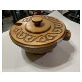 CARVED WOODEN BOWL WITH STAINLESS STEEL INSERT