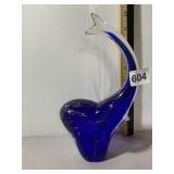 MURANO STYLE ART GLASS ELEPHANT FIGURINE, COBALT