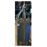 GOTHIC STYLE LANTERN, BRASS FINISH METAL FRAME,