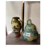 VTG MAJOLICA STYLE VASE W/ CHICKEN MOTIF, CHINESE