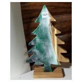 WOOD AND RESIN CHRISTMAS TREE DECORATION, NATURAL