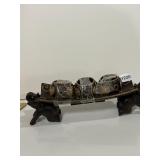 WOODEN ELEPHANT TRAY, CARVED DARK WOOD, WOVEN