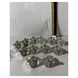 GODINGER NAPKIN RINGS, PINEAPPLE FORM,
