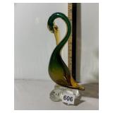 MURANO ART GLASS PELICAN FIGURINE, GREEN AND