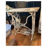 DOMESTIC VTG CAST IRON SEWING MACHINE BASE, WHITE