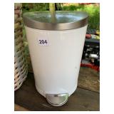 SIMPLEHUMAN STEP TRASH CAN, WHITE ENAMEL FINISH,