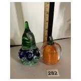 ART GLASS FIGURINES, PEAR AND PUMPKIN SHAPES,
