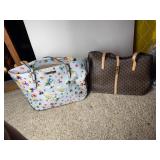 NINE WEST FLORAL TOTE BAG, FAUX LEATHER, LIGHT