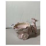 ARDALT ITALY CERAMIC PLANTER, PINK GLAZE, POODLE