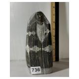 STONE CARVING, FIGURE IN ROBE, INCISED CROSS