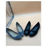 TALBOTS GREY SUEDE WEDGES, GABOR BLACK PATENT