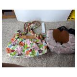 LONGCHAMP FLORAL CANVAS TOTE BAG W/ LEATHER TRIM