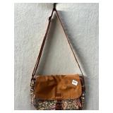 BAOSHA MESSENGER BAG, PAISLEY PRINT, BROWN CANVAS