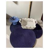 STUDIO NOVA CERAMIC BASKET, RETICULATED DESIGN,