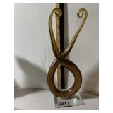 ART GLASS SCULPTURE, AMBER TONE, SWIRLED DESIGN,