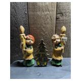 VTG CAROLER FIGURINES W/ CANDLES AND METAL TREE
