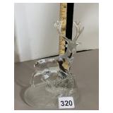 CLEAR GLASS DEER FIGURINE, STANDING POSE ON