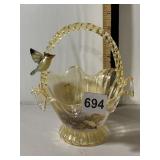 CARNIVAL GLASS BASKET, MARIGOLD IRIDESCENT