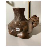 CABRERA, TURTLE FORM VASE, CARVED WOOD, SIGNED