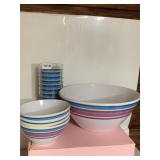 MELAMINE DINNERWARE SET, MULTICOLORED STRIPED