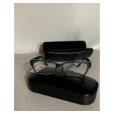TORY BURCH EYEGLASSES, GREEN FRAMES, GOLD-TONE