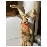 VTG PAPER MACHE RABBIT FIGURINE, CARRYING RED