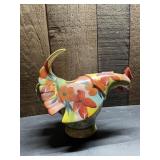 BOTANICAL CERAMIC ROOSTER PITCHER, MULTICOLOR