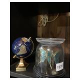 GEMSTONE GLOBE, LAPIS LAZULI, BRASS STAND, AND