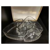 CRYSTAL SERVING DISHES (4), TRIANGULAR FORM,