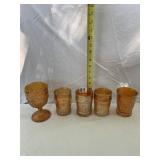 CARNIVAL GLASS DRINKWARE, IRIDESCENT MARIGOLD