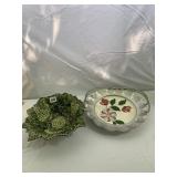 CALDAS PORTUGAL MAJOLICA GRAPE BOWL, BLUE RIDGE
