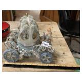 MUSICAL CARRIAGE FIGURINE, RESIN, FLORAL