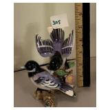 JAPAN PORCELAIN CHICKADEE FIGURINE, TWO BIRDS ON