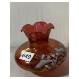 CARNIVAL GLASS VASE, IRIDESCENT AMBER GLASS,