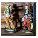 CAPODIMONTE STYLE CLOWN FIGURINES, HAND PAINTED