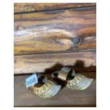 VTG WOODEN CLOGS, CARVED FLORAL MOTIF, LORRAINE