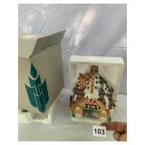 CERAMIC GINGERBREAD HOUSE FIGURINE, HOLIDAY