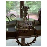 SILVER-TONE CANDLE HOLDERS (2), METAL, OVAL