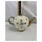 NICOLE MILLER HOME PORCELAIN TEAPOT, CREAM BODY,
