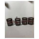 VTG STAINED GLASS STYLE DRINKING GLASSES, RED AND