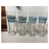 GLASS BEER PILSNER GLASSES (4), CLEAR GLASS W/
