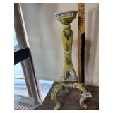 MAIOLICA STYLE CANDLESTICK, CERAMIC, FLORAL