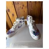 NIKE HIGH-TOP SNEAKERS, WHITE LEATHER, MULTICOLOR