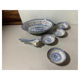 CHINESE PORCELAIN SERVING SET, DRAGON MOTIF, BLUE