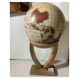 DECORATIVE WORLD GLOBE, WOODEN STAND, ANTIQUE