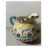 VICKI CARROLL CERAMIC PITCHER, HAND-PAINTED,